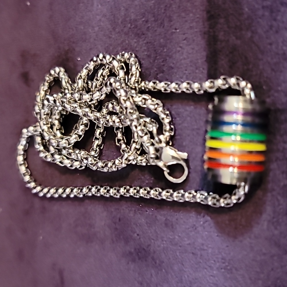 Pride/Rainbow barrel pendant &  ball chain